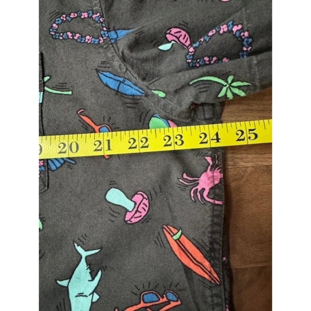 American Eagle Outfitters Button Down Shirt Luau Theme XL Shark Mushrooms Cactus
